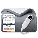 Bedsure Heated Blanket Throw Blanket with Preheat Function - Fast Heating Electric Blanket, Soft Flannel Throw with 6 Time Settings(Up to 10H), 6 Heating Settings, Gifts for Grandma (50"x60", Grey)