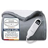 Bedsure Heated Blanket Throw Blanket - Fast Heating Electric Blanket, Soft Flannel Heated Throw with 4 Time Settings, 6 Heating Settings, Warm Gifts for Grandma & Grandpa & Seniors (50"x60", Grey)