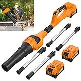 Roof Gutter Cleaning from The Ground, 40V Leaf Blowers Cordless, 580CFM/180MPH with 2 Batteries and Charger, Brushless 2-Speed Motor for Gutter Cleaning Extension Attachment Kit for Garden,House