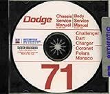 1971 DODGE REPAIR SHOP & SERVICE MANUAL & BODY MANUAL CD INCUDES: Challenger, Dart, Charger, Super Bee, Coronet, Polara, Monaco, convertibles, and wagons. 71