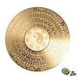 Portable Mini Feng Shui Compass Brass Amulet for Travel Protection, Personal Pocket Bagua Luopan with Rotating Ring for Energy Harmony Good Luck Charm Gift