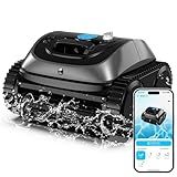 WYBOT Pool Vacuum for Inground Pools, 4-in-1 Cordless Robotic Pool Cleaner for Above Ground Pools, Triple-Motor up to 1,614 Sq.ft, Wall & Waterline Cleaning, WiFi & Bluetooth Connect (Grey Blue)