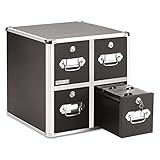 Vaultz CD Case Holder - File Cabinet CD Rack w/ 4 Drawers and Key Locks, 14 x 14.5 x 15.5 Inch DVD Organizer and CD Storage Box - Black