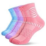 IRAMY Ankle Compression Socks for Women Men Plantar Fasciitis Relief Cushioned Athletic Running Socks 3 Pairs