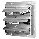 iPower 7 Inch Wall Mounted Shutter Exhaust Fan, Aluminum, 1600 RPM, 760 CFM, for Attic, Garage, Louvered Vent, Plant, Greenhouse, Silver