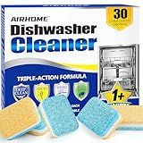 Airhome Dishwasher Cleaner Tablets,20g 30-Count Deodorizing Pods (15-Month Supply) - Heavy-Duty Descaler Removes Limescale, Minerals, Grease & Odors, Lemon Scent