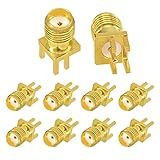 Superbat SMA Connectors RF Coaxial SMA Female Jack PCB Edge Mount Connector Solder Adapter Vertical Thru Hole 10pcs