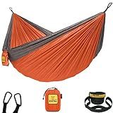 Wise Owl Outfitters Hammock for Camping Single Hammocks Gear for The Outdoors Backpacking Survival or Travel - Portable Lightweight Parachute Nylon SO Orange & Grey