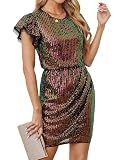 GRACE KARIN Sparkly Sequined Cocktail Dresses for Women Sexy Mini Fashion Party Dresses for Women Colorful Black L