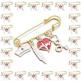 PHAETON 20PCS Nurses RN Gift Heartbeat Charm Stethoscope Charm Pin Brooch Nurse Brooch Birthday Graduation Jewelry Nurse's Day Gifts Pharmacist Graduation Gifts