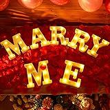 Roowest Marry Me Letters Light Proposal Decorations Set Includes 7 LED 6.3" x 5.5" Romantic Marry Me Sign and 1000 Rose Petals for Proposal Engagement Wedding Decor(Yellow Light, Red)
