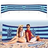 Cinnvoice 20ft Turtle Beach Windscreen Set Long Privacy Screen with 6 Hardwood Poles Rubber Mallet and Carry Bag Portable Beach Fence Wind Blocker for Summer Outdoor Sand Wind Protection