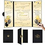 Retirement Gifts for Men Women Black Gold Happy Retirement Guest Book to Sign in Officially Retired Signature Guestbook Alternative Farewell Going Away Memory Card Board Keepsake Party Decorations