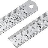 EBOOT Stainless 2 Pack Steel Ruler 6 Inch Metal Rule Kit with Conversion Table