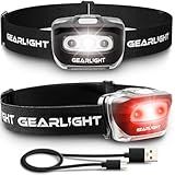 GearLight USB Rechargeable Headlamp Flashlight - S500 Running, Camping, and Outdoor LED Headlight Camping Headlamps - Head Lamp Light for Adults, Kids, Emergency Gear - Black - 2 Pack, Rechargeable