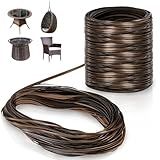 Covzoe 459Ft Wicker Repair Kit, Rattan Patio Chair Sofas Furniture Repair Supplies, Gradiant Coffe Brown Exlong Weaving Webbing Replacement Part for Outdoor Lawn Furniture