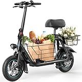 URBANMAX Electric Scooter with Seat, 550W Motor, 18.6MPH Top Speed, 20 Miles Range, Adults Electric Scooter with Large Storage Basket for Pets Dogs and Items,C1S-V1