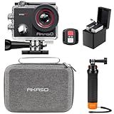 AKASO EK7000 Pro 4K30 Action Camera with Touch Screen EIS 131FT Waterproof Underwater Camera 5X Zoom Remote Control with Waterproof Floating Hand Grip Bundle and Carrying Case Accessories Kit Bundle