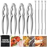 8 Pcs Lobster Crackers and Picks Set, Crab Leg Cracker Tools, Stainless Steel Seafood Crackers & Forks Nut Cracker Set for Eating Stake Support