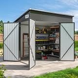 Aoxun 7.5'x4' Triple Door Shed Outdoor Storage Shed Black