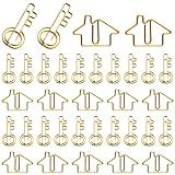 Gueevin 102 Pack Real Estate Agent Supplies, 50 House Shaped Paper Clips and 50 Key Shaped Wire Clips with 2 Clear Storage Boxes, Cute Office Gifts for Real Estate, Home, Classroom(Gold)