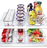 Sorbus Refrigerator Organizers and Storage Bins Set of 6 – Includes 2 Wide Bins, 2 Narrow Bins, Soda Can Organizer (12 Cans), and 14 Egg Holder – Clear Bins for Fridge Organization, Pantry, Freezer