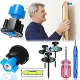 Keyhole Marker, All-in-One Picture Hanging Kit with Level, Center Punch, Screwdriver, Push-Pin Hangers, Easy-Hang No-Measure Tool for Wall Art, Photo Frames, Canvas, Sawtooth, Keyhole, Wire, D-Ring