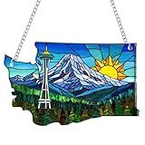 Acrylic Washington Suncatcher Ornaments for Christmas Tree - United States Gifts for Women, Travel Lovers Gift, Christmas Ornament for Tree Decorations, Washington Gifts for Women