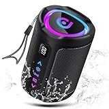aowoka Bluetooth Speaker, 2026 Portable Wireless Speakers with Led Light, Bluetooth 5.4, 15H Playtime, Enhanced Bass, IPX7 Waterproof, Outdoor Speaker for Travel, Sport, Party, Biking.