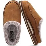 KuaiLu Mens Slippers with Orthopedic Arch Support Suede Faux Fur Fluff Plush Wool-like Warm House Shoes Comfortable Slip-on Bedroom Indoor Outdoor Clogs Slippers for Man, Size Khaki 10