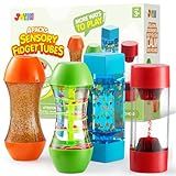 JOYIN 4-Pack Fidget Tubes for Kids, Sensory Tubes, Stress Relief Toy, Speech Therapy, Calming Toys for Children with Autism, Calm Down Corner Classroom Supplies, Back to School Gifts for Toddlers