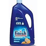 Finish Gel Liquid Dishwasher Detergent, Advanced Deep Cleaning Power Dish Soap, Fights Tough Stains, Dishwasher Soap, Septic Safe Dish Detergent, Orange Scent, 75oz