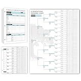 16 Family Tree Charts to Fill In, 50 Family Group Sheets 8th Generation Genealogy Worksheets Family Tree Diagrams Genealogy Supplies for Ancestry and Family History Organizer, Blue-White