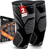 PhysFlex Knee Brace for Pain Relief - Knee Compression Sleeves for Men and Women - Support for Weightlifting, Gym, Workout, Volleyball, Arthritis (S, Black)