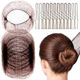 Fandamei Hair Accessories Set: 20PCS Mesh Hair Nets Invisible and 40PCS U Shaped Hair Pins for Women, Girls, Ballet Bun Maker & Dance (Hair Nets- 20 inch(50cm), Hair Pins- 2.4 inch(6cm)), Brown