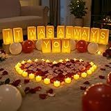 Valentines Day Decorations - It was Always You Light Up Letters Luminary Bags, Romantic Decorations Special Night with Bright LED Candles and Fake Rose Petals, Engagement Party & Proposal Decor kit