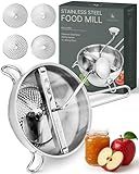 Upgraded 4-Disc Stainless Steel Food Mill – Ergonomic Rotary Design for Tomato Sauce, Applesauce, Baby Food, Mashed Potatoes, Jams, and More