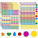 JANYUN 5655 Pcs Dot Stickers Colored Coding Labels Multi-Shape Colorful Stickers Round Star Heart Stickers for Kids DIY Student Classrooms, Offices, 471-6949