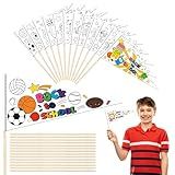 X1zuue 2025 Back to School DIY Flags Kit - 36 Packs First Day of School Coloring Pennant Banners Classroom Photo Props Party Decor for Kids Teacher Craft Supplies Home Classroom Activities