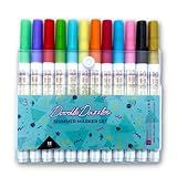 DoodleDazzles Shimmer Markers Set, Double Line Outliner Marker, Metallic Pens, Gifts for Girls, Boys, Kids, Women, etc., School Supplies Great For Drawing, Craft, & more, 12 ct