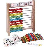 Cltoyvers Wooden Abacus for Kids - 100 Counting Sticks and Number Toys Cards 1-100, Educational Math Games for Preschool and Elementary School 1st 2nd Grade