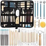Clay Tools Kit, Pottery Tools, Polymer Clay Tools, Clay Sculpting Tools with Dotting Tools, Modeling Clay for Modeling, Smoothing, Cleaning, Carving, Shaping, and Sculpting