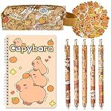 KYRESS Cute Capybara Stationery Set Stuff Gifts, Include Ballpoint Pens Stickers Notebook Pencil Cse