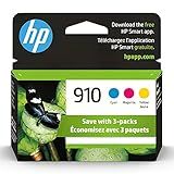 HP 910 Cyan, Magenta, Yellow Ink Cartridges for HP Printers (3-pack) | Works with Printer Series: OfficeJet 8010, 8020 Series, OfficeJet Pro 8020, 8030 | Eligible for Instant Ink | 3YN97AN