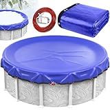 Winter 18 FT Pool Covers for Above Ground Pools,Round Pool Cover with Cable & Winch 4 Ft Overlap Extra Thick Durable Pool Cover for Waterproof & Dustproof,All-Season Protection for Above Ground Pools