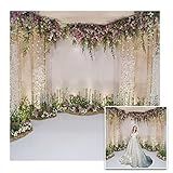 CSFOTO 7x7ft Wedding Backdrop for Cradle Ceremony Background for Proposal Flowers Curtain Wedding Ceremony Banner Bridal Shower Background Mother's Day Floral Marriage Backdrop