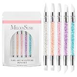 MelodySusie 5 Pcs Nail Art Sculpture Pen Acrylic Dual Tipped Brushes for Resin Nail Art Tools for Design Foil Carving Drawing Effect Shaping