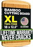 Greener Chef Luxury Bamboo Cutting Board (Extra Large) with Vertical Grain Strength Technology - Non Toxic, Spacious and Lightweight 18" XL Chopping Board Gift - Replacements for Life