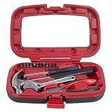15-Piece Tool Set - Household Tool Kit with Hammer, Multi-Bit Screwdriver Set, Pliers, Wrench- Tools and Equipment for DIY Projects by Stalwart (Red)