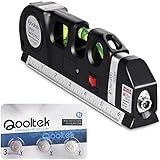 Laser Level Multi Tool, Multipurpose Cross Line Laser leveler Kit Tools with Metric Rulers 8ft/2.5M for Hanging Pictures Cabinets Tile Curtains Walls by Qooltek